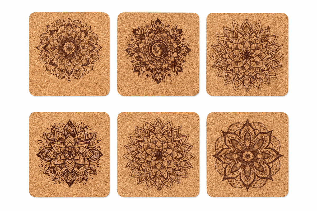 Untersetzer Kork eckig 6er-Set